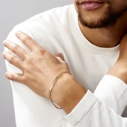 Bracelet Identité Plaqué Or Jaune Bixente