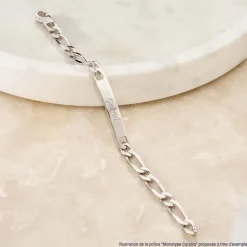 Bracelet Identité Vivian Maille Alternee 1/3 Argent Blanc