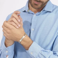 Bracelet Identité Vivian Maille Alternee 1/3 Argent Blanc