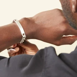 Bracelet Identité Vivian Maille Alternee 1/3 Argent Blanc