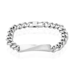 Bracelet Identitée Alfons Acier Blanc