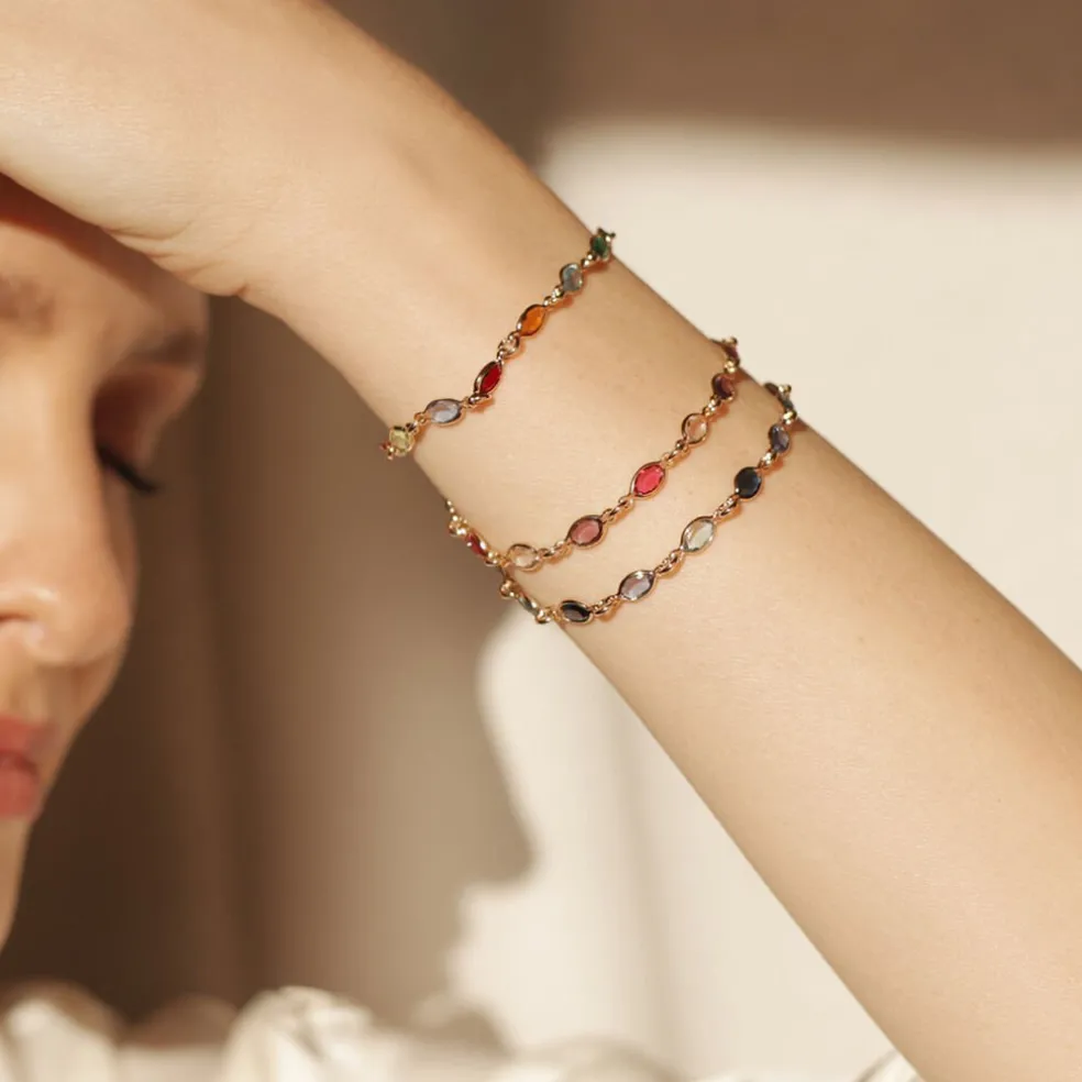 Bracelet Ilvaae Plaqué Or Jaune Pierre De Synthese