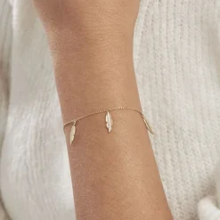 Bracelet Indian Nature Feuilles Or Jaune