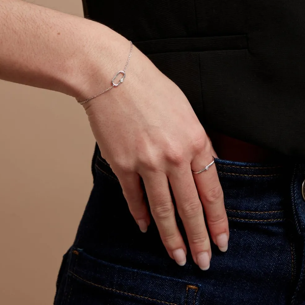 Bracelet Infini Pop Argent Blanc Oxyde De Zirconium