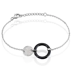 Bracelet Issara Argent Blanc Céramique Et Oxyde De Zirconium