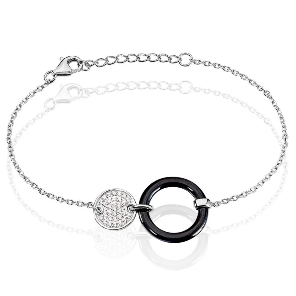 Bracelet Issara Argent Blanc Céramique Et Oxyde De Zirconium