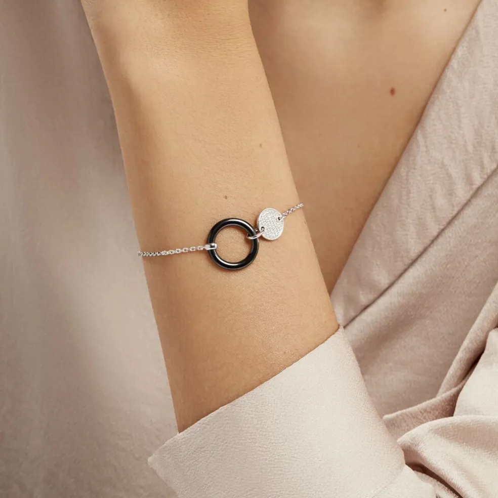 Bracelet Issara Argent Blanc Céramique Et Oxyde De Zirconium