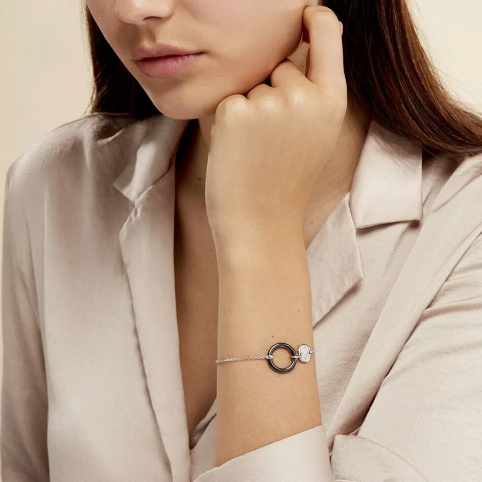 Bracelet Issara Argent Blanc Céramique Et Oxyde De Zirconium