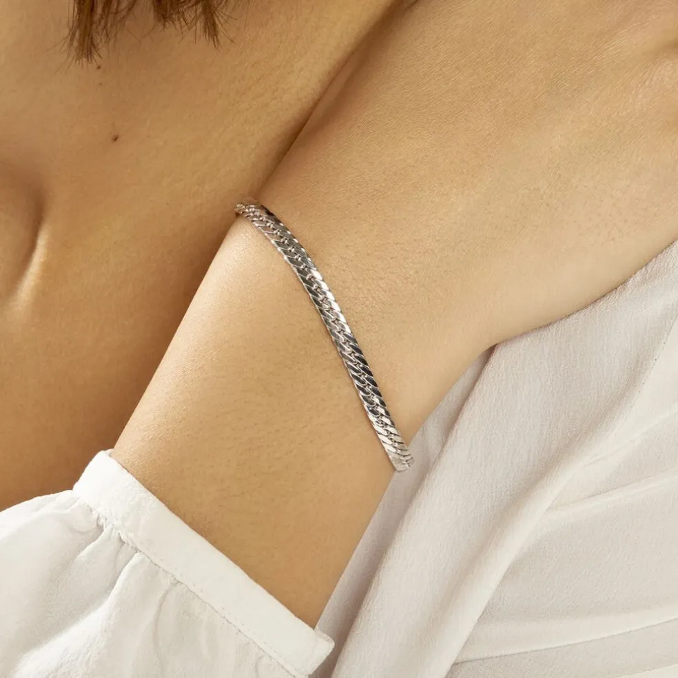 Bracelet Izel Maille Anglaise Or Blanc