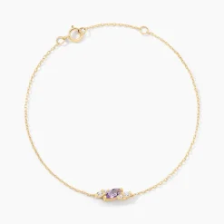 Bracelet Jardin Secret Or Jaune Améthyste Oxyde De Zirconium