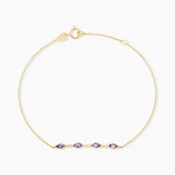 Bracelet Jardin Secret Or Jaune Améthyste Oxyde De Zirconium