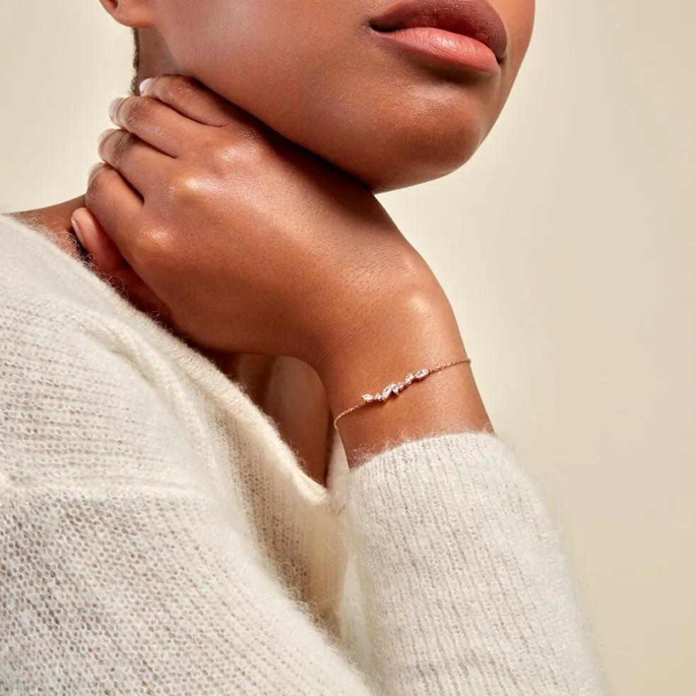 Bracelet Jardins D'hiver Plaqué Or Jaune Oxyde De Zirconium