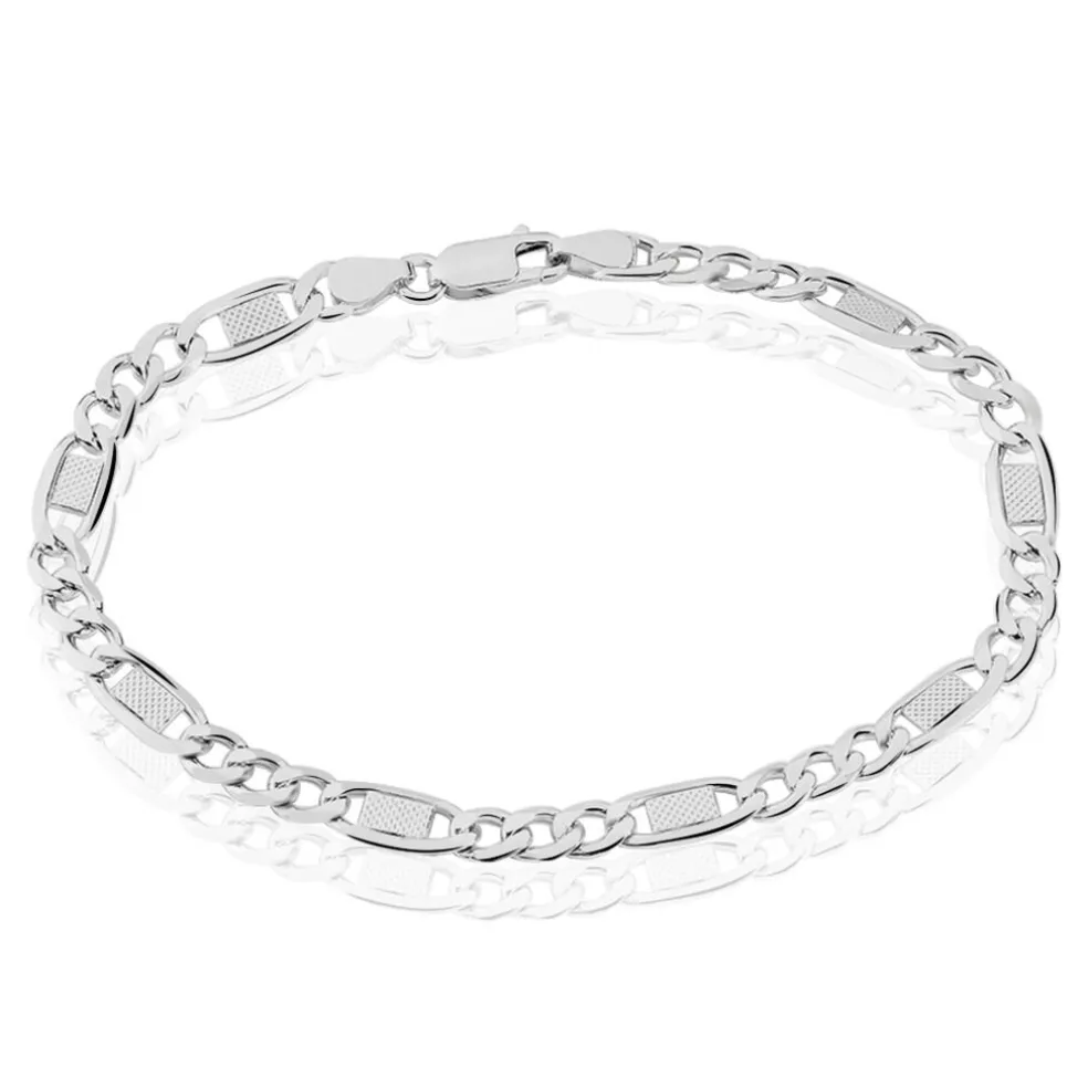 Bracelet Jeremi Maille Alternee 1/3 Et Plaquettes Argent Blanc