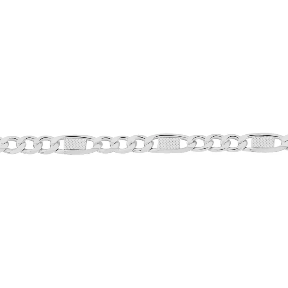 Bracelet Jeremi Maille Alternee 1/3 Et Plaquettes Argent Blanc