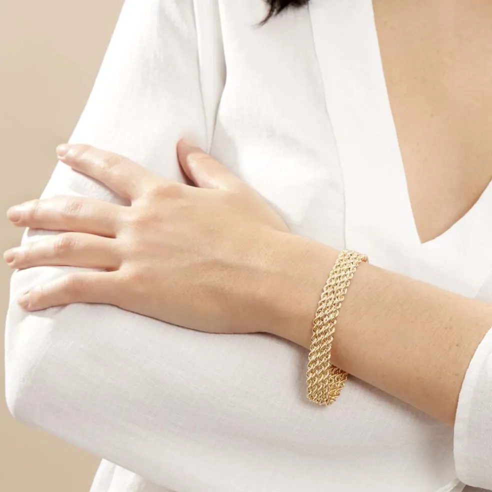 Bracelet Jerry Maille Corde 4 Rangs Or Jaune