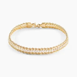 Bracelet Jerry Maille Corde 3 Rangs Or Bicolore Oxyde De Zirconium