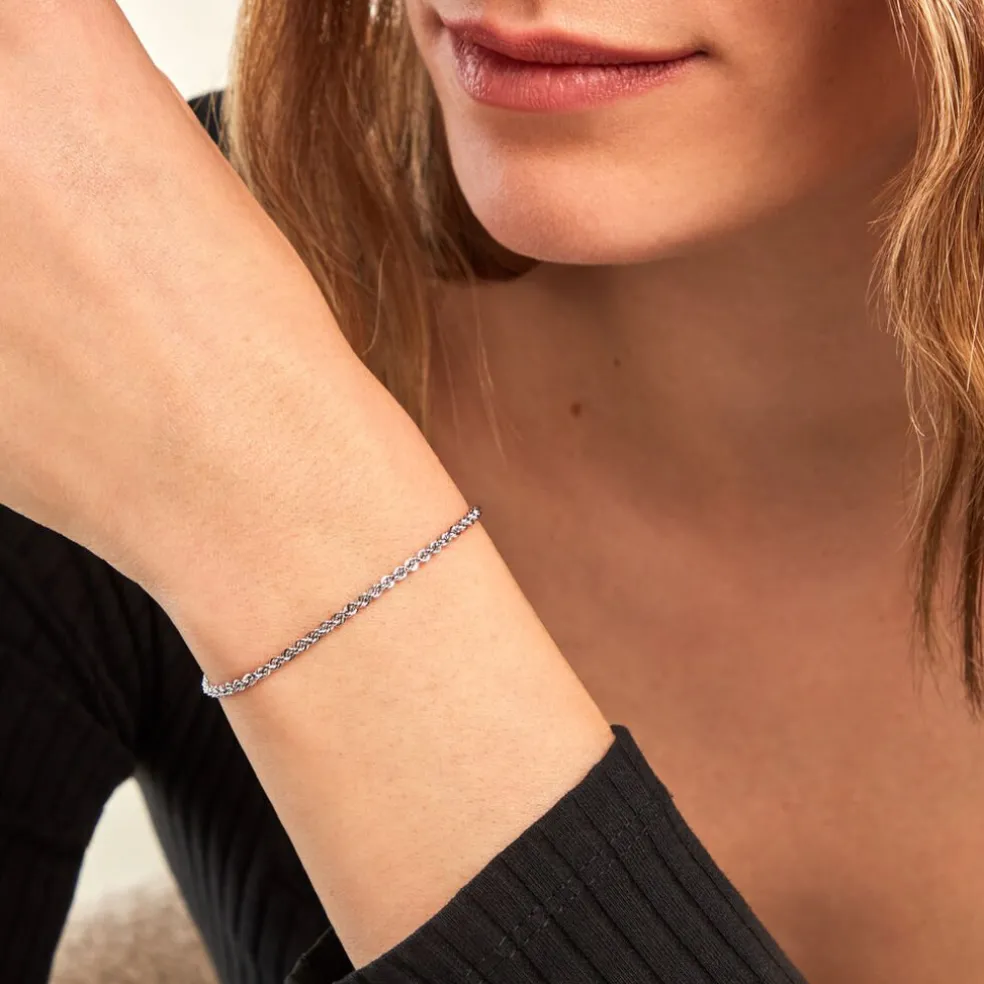 Bracelet Jerry Or Blanc Maille Corde