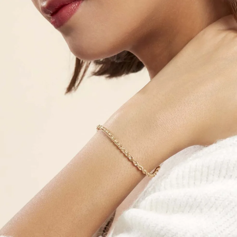 Bracelet Jerry Or Jaune Maille Corde