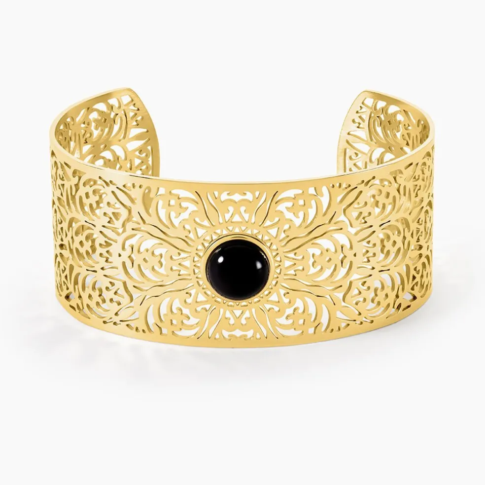 Bracelet Jonc Acier Doré Maurits Agate