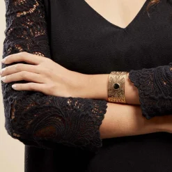 Bracelet Jonc Acier Doré Maurits Agate