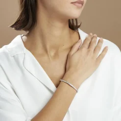 Bracelet Jonc Alane Or Blanc Oxyde De Zirconium
