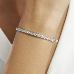 Bracelet Jonc Alane Or Blanc Oxyde De Zirconium
