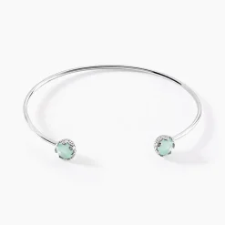 Bracelet Jonc Allyn Argent Blanc Verre