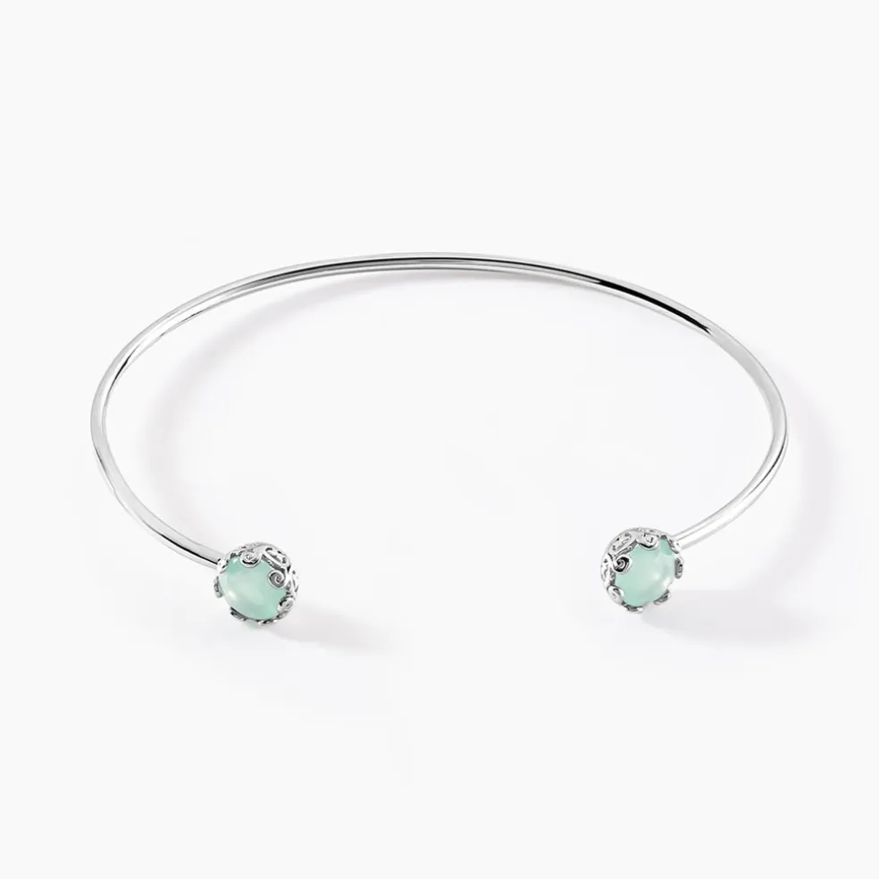 Bracelet Jonc Allyn Argent Blanc Verre