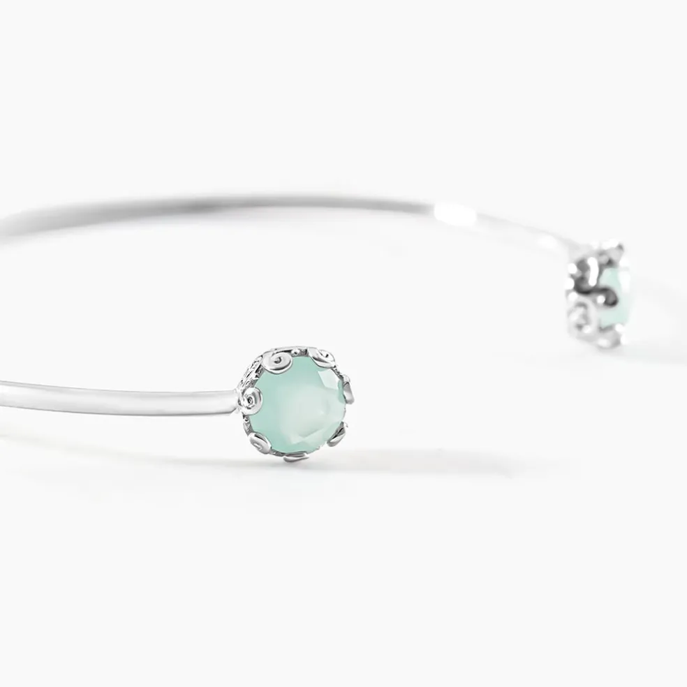 Bracelet Jonc Allyn Argent Blanc Verre