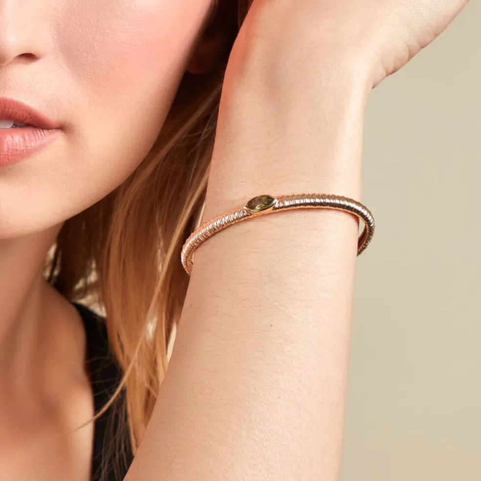 Bracelet Jonc Angelica Plaque Or Jaune Oxyde De Zirconium