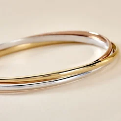 Bracelet Jonc Annie-france Plaqué Or Tricolore