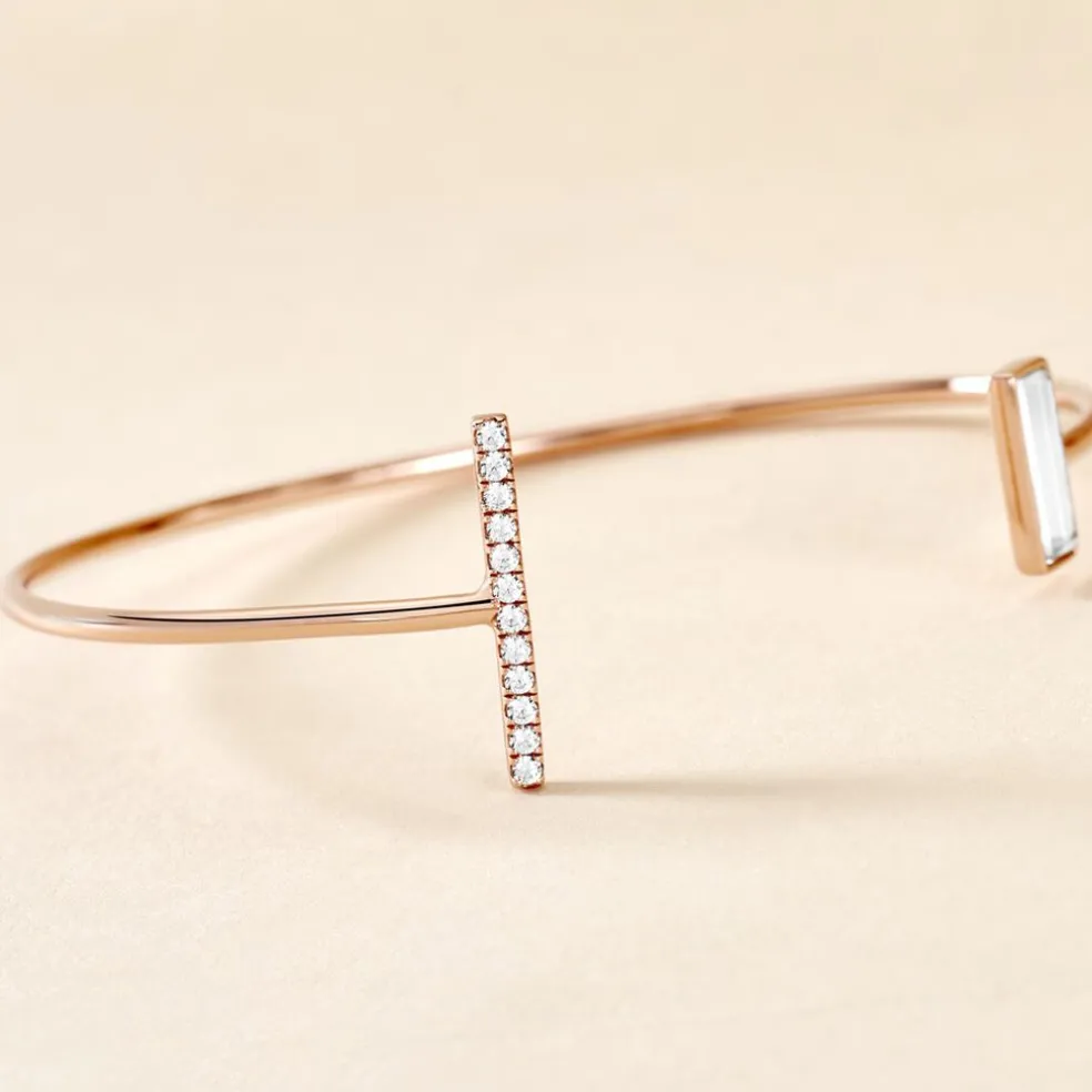 Bracelet Jonc Argent Rose Tea Oxyde De Zirconium