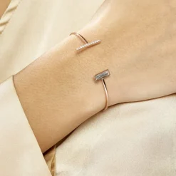 Bracelet Jonc Argent Rose Tea Oxyde De Zirconium