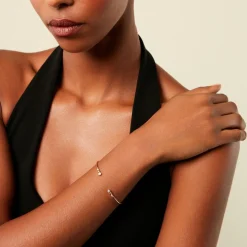 Bracelet Jonc Aura Plaque Or Jaune Oxyde De Zirconium