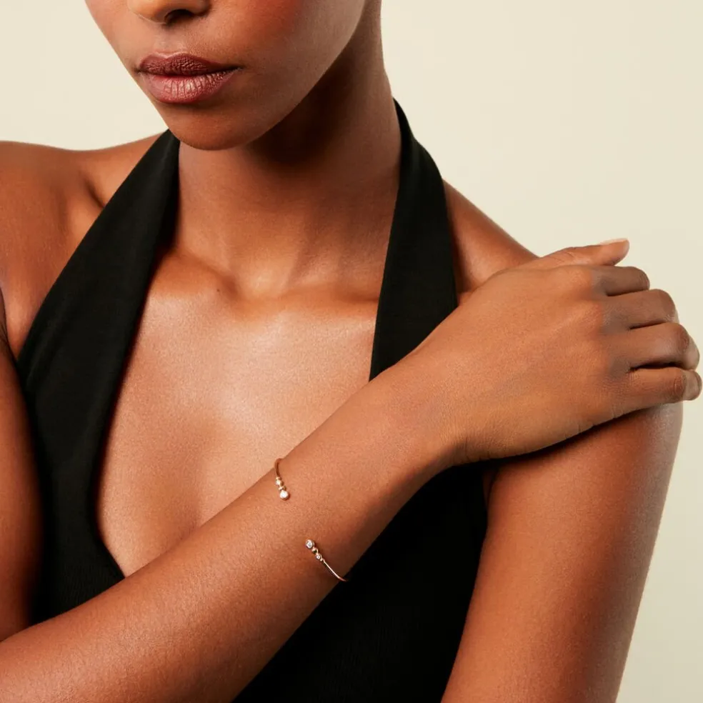 Bracelet Jonc Aura Plaque Or Jaune Oxyde De Zirconium