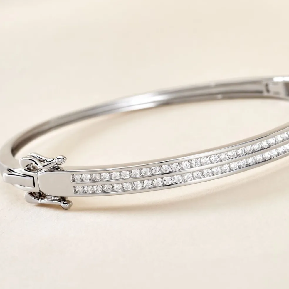 Bracelet Jonc Carinne Argent Blanc Oxyde De Zirconium
