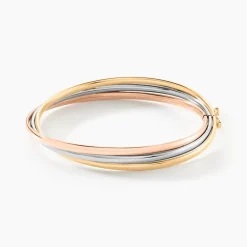 Bracelet Jonc Catalin 3 Fils Flexibles Or Tricolore