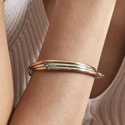 Bracelet Jonc Catalin 3 Fils Flexibles Or Tricolore