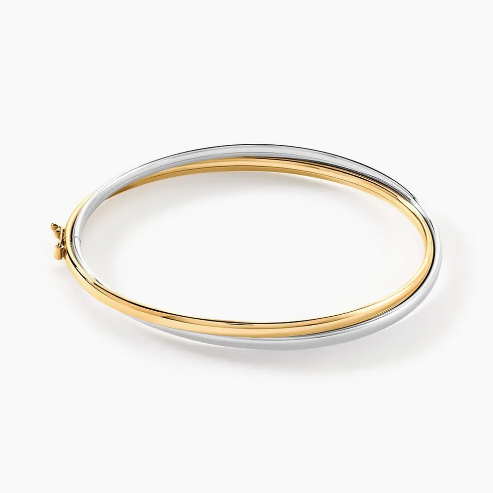 Bracelet Jonc Catalin 2 Fils Flexibles Or Bicolore