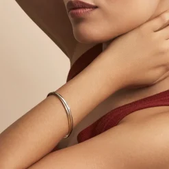 Bracelet Jonc Catalin 2 Fils Flexibles Or Bicolore