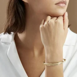 Bracelet Jonc Claudie 3 Fils Entrelaces Or Jaune