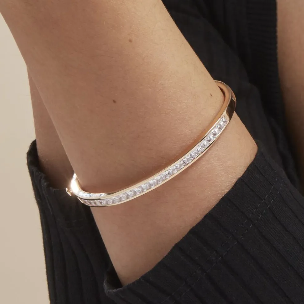 Bracelet Jonc Frieda Plaqué Or Jaune Oxyde De Zirconium