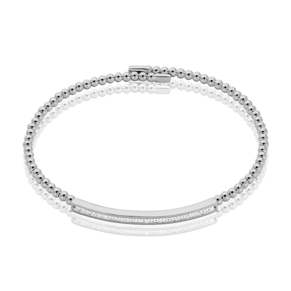 Bracelet Jonc Fuerza Argent Blanc Oxyde De Zirconium