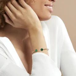 Bracelet Jonc Heida Or Jaune Malachite