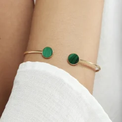 Bracelet Jonc Heida Or Jaune Malachite