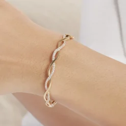 Bracelet Jonc Imae Plaqué Or Jaune Oxyde De Zirconium