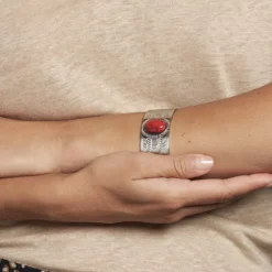 Bracelet Jonc Imagine Segolene Acier Blanc Pierre De Synthese