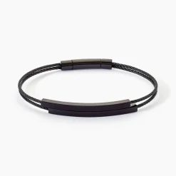 Bracelet Jonc Jakob Acier Noir Sans Pierre