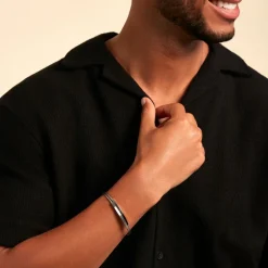 Bracelet Jonc Jakob Acier Blanc Sans Pierre