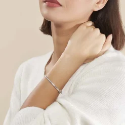 Bracelet Jonc Laurianne Argent Blanc Oxyde De Zirconium